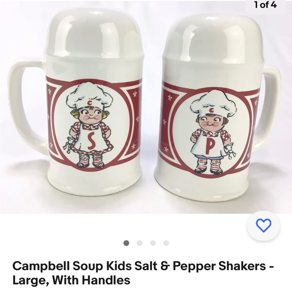 Campbell Soup Kids salt & pepper shakers-large with handles